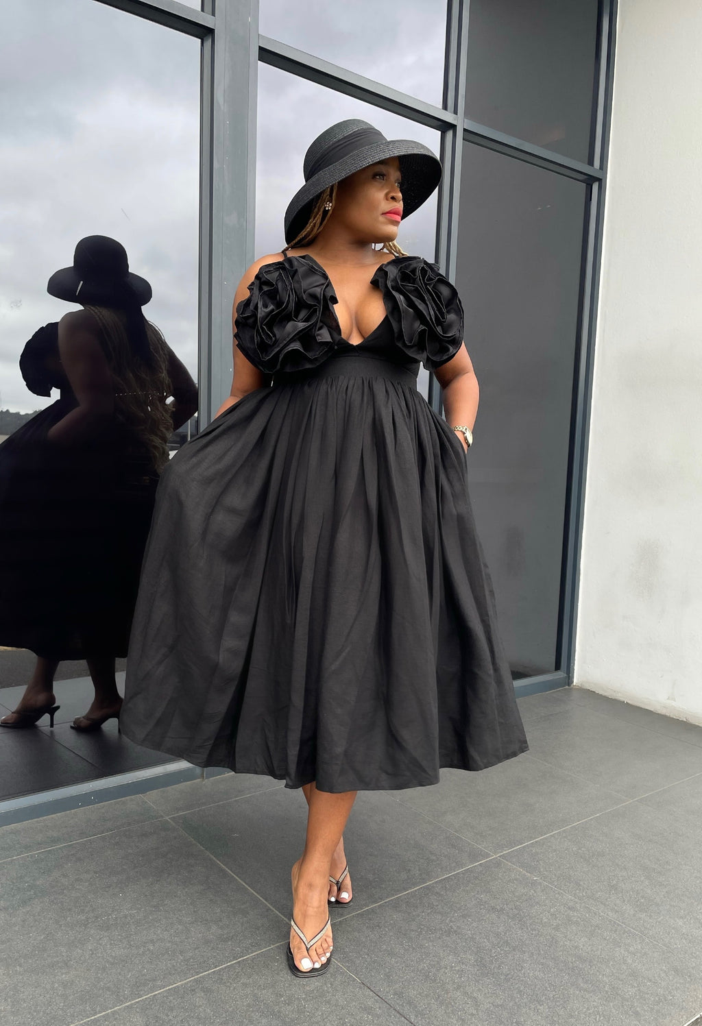 Rosey Black Flare Dress