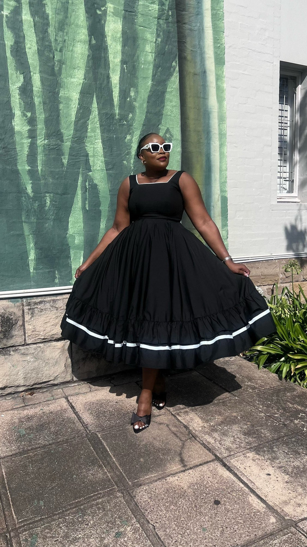 Mbali black cotton flare dress