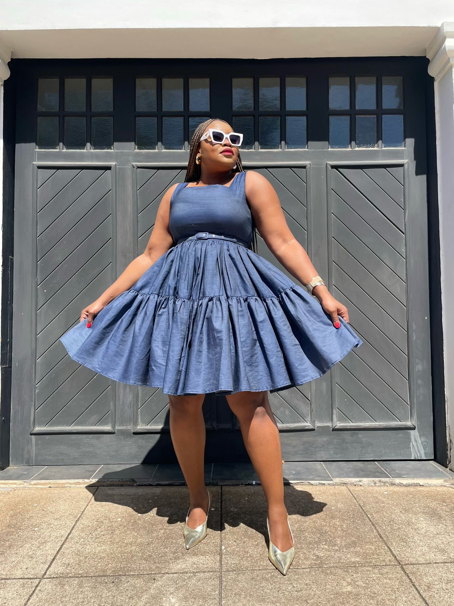 Denim Bloom Flare Dress