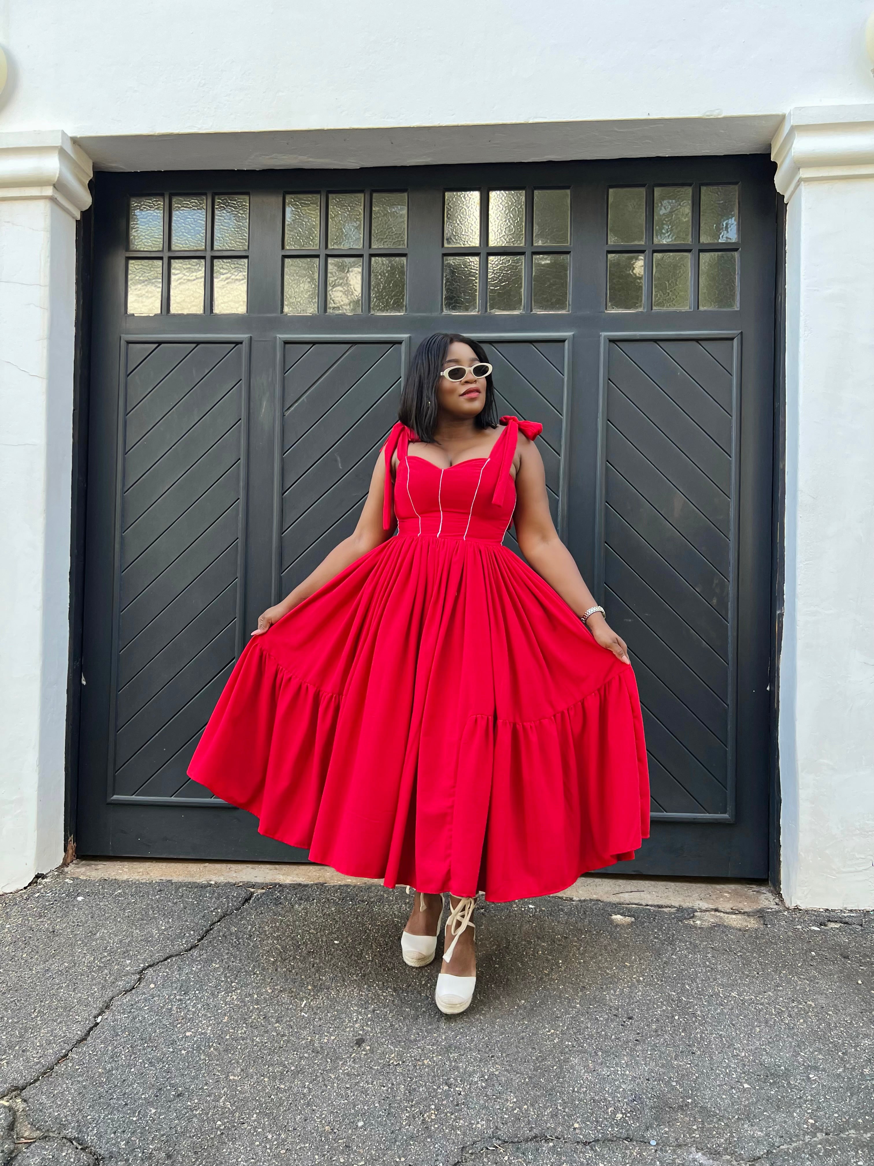 Becca Red Linen Maxi