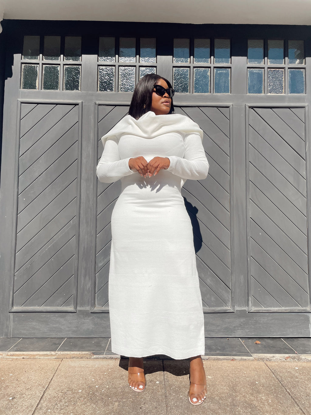 Lily White Off Shoulder Knit Dress