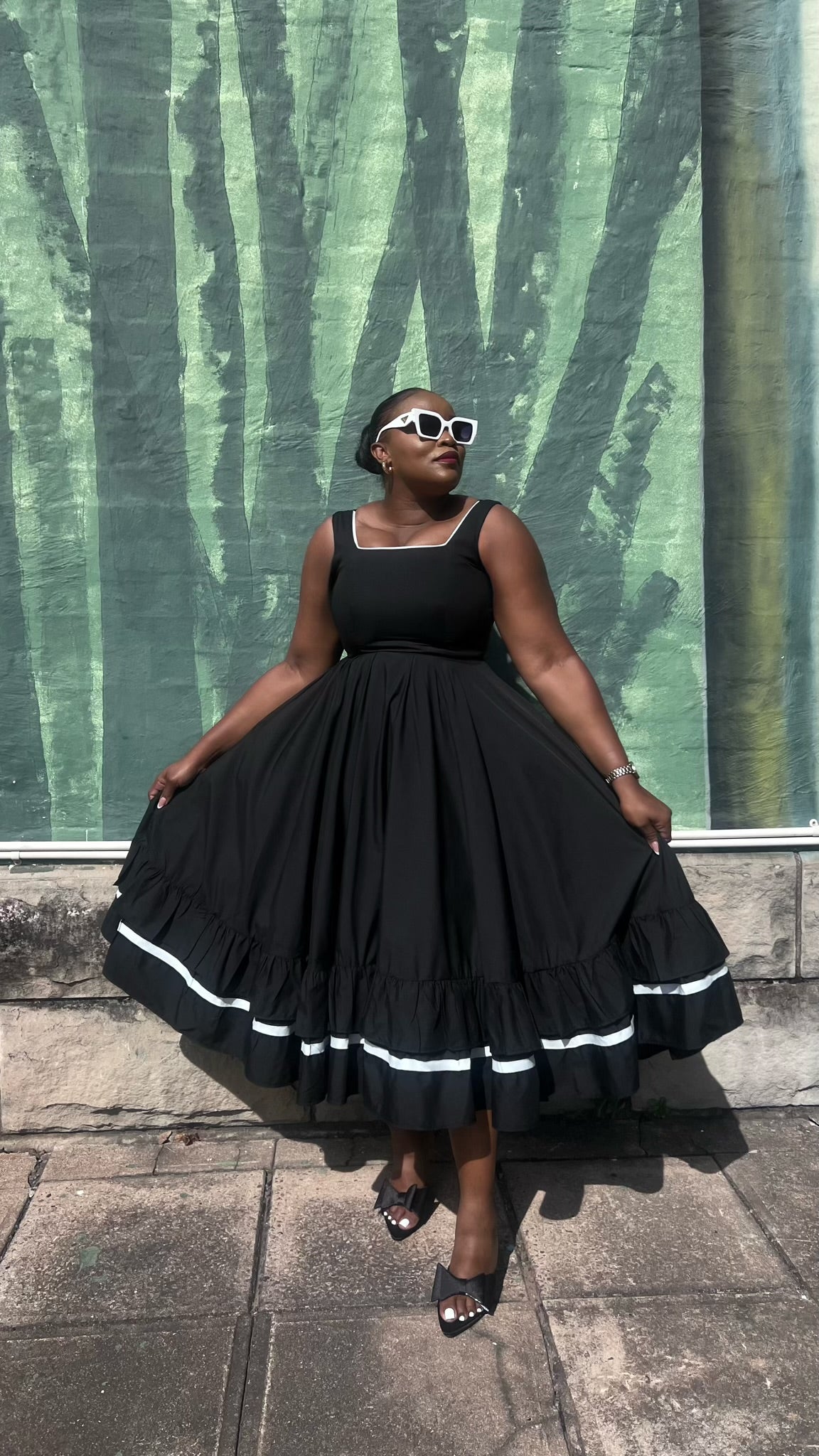Mbali black cotton flare dress