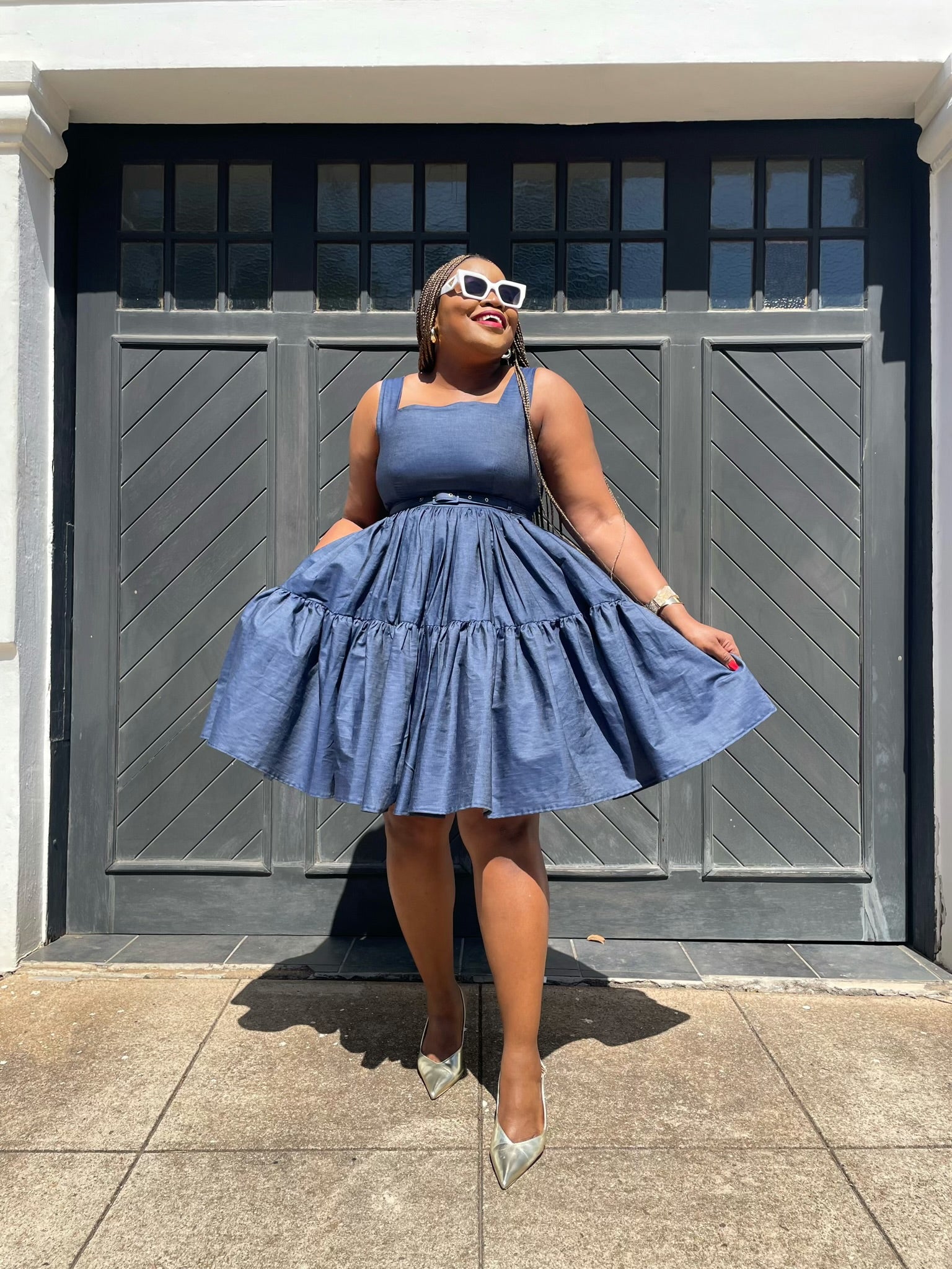 Denim Bloom Flare Dress