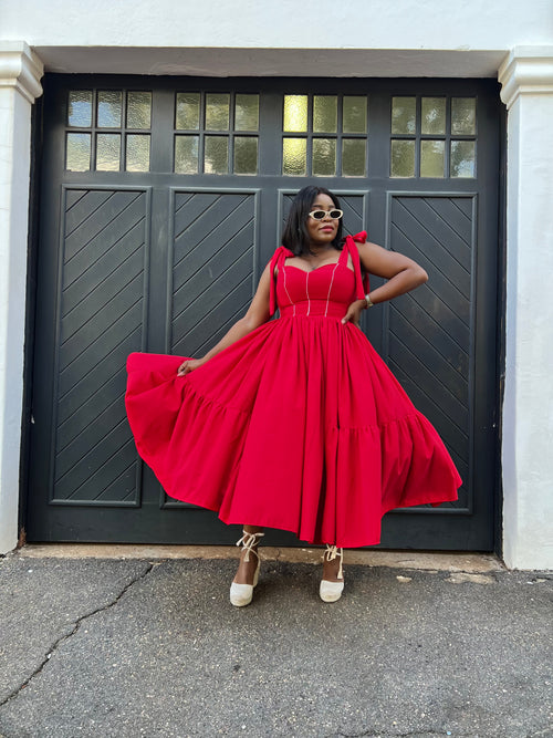 Becca Red Linen Maxi