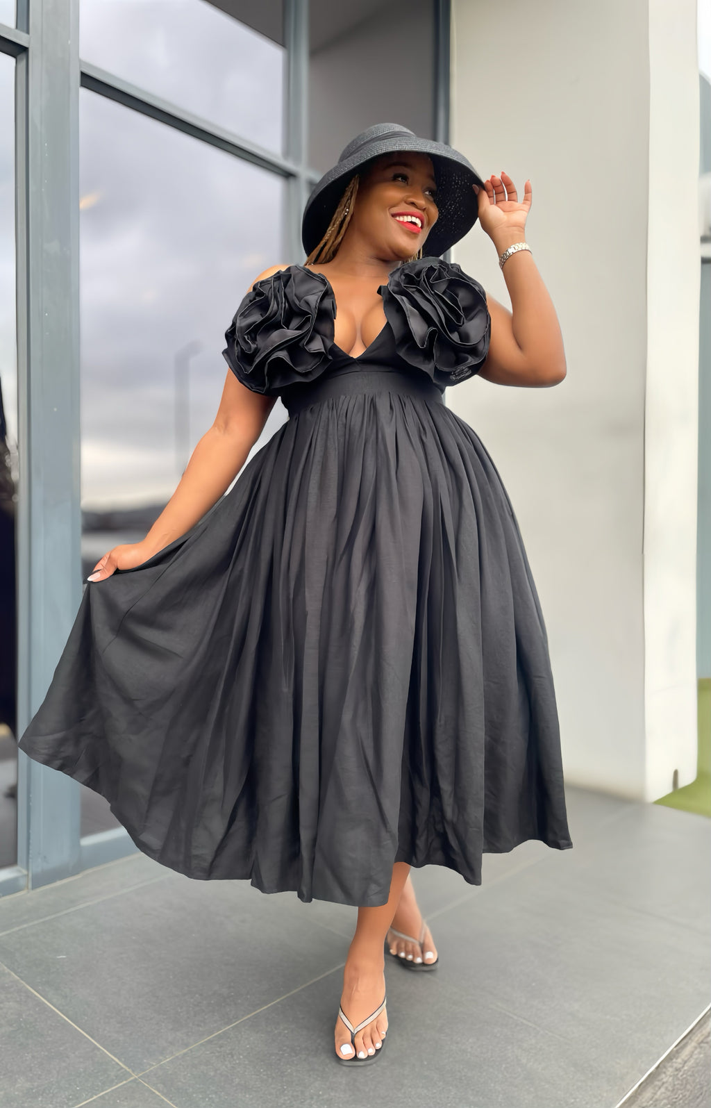 Rosey Black Flare Dress