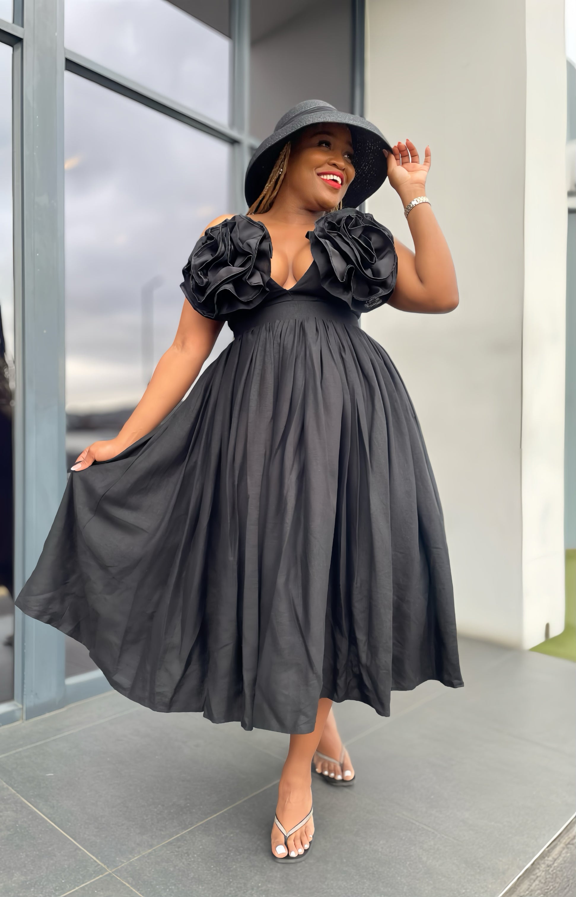 Rosey Black Flare Dress